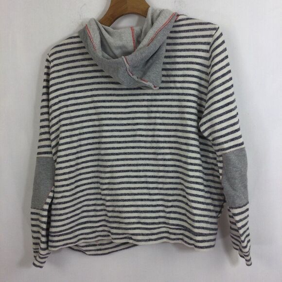 Evy's Tree Womens Ashley Striped Button Up Hooded Jacket Gray/White Size Large - Picture 6 of 10